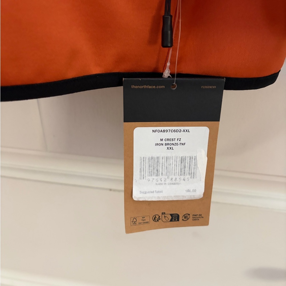 ❤️The North Face Orange Fleece Jacket with Black Chest Pocket New Size XXL - Picture 4 of 14